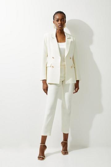 Petite Tailored Doubled Breasted Blazer cream