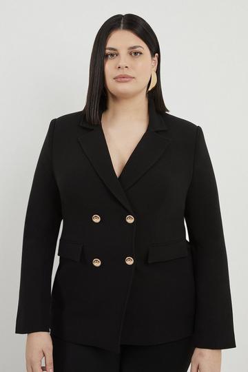 Plus Size Tailored Doubled Breasted Blazer black