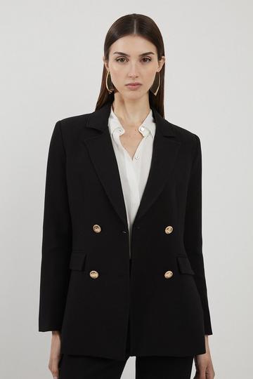 Compact Stretch Essential Tailored Doubled Breasted Blazer black