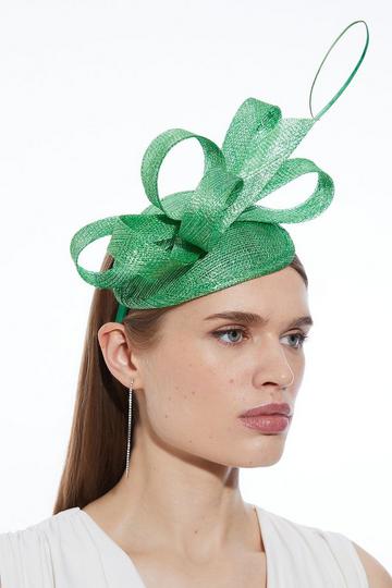 Quill Bow Fascinator green