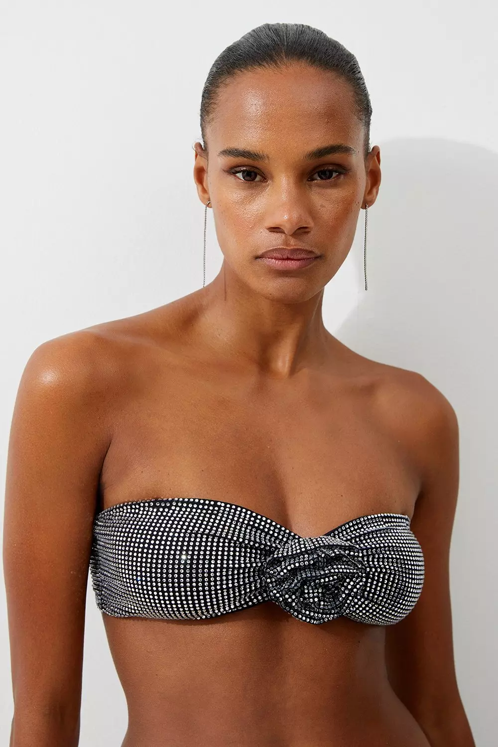 Premium Embellished Rosette Bandeau Bikini Top Karen Millen