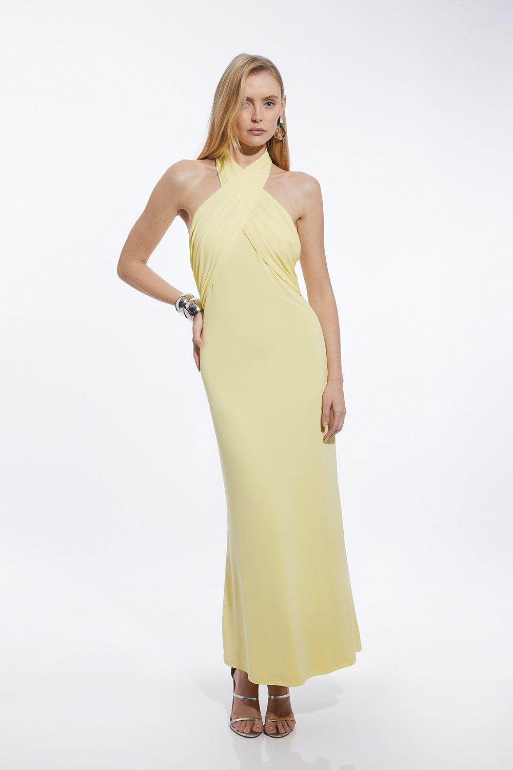 Drapey Crepe Jersey Maxi Dress - Yellow