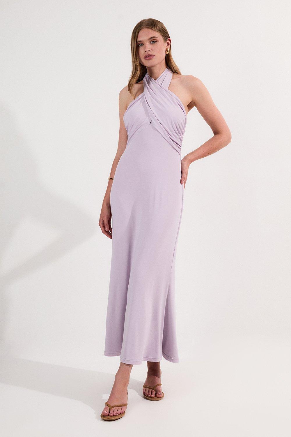 Drapey Crepe Jersey Maxi Dress - Lilac