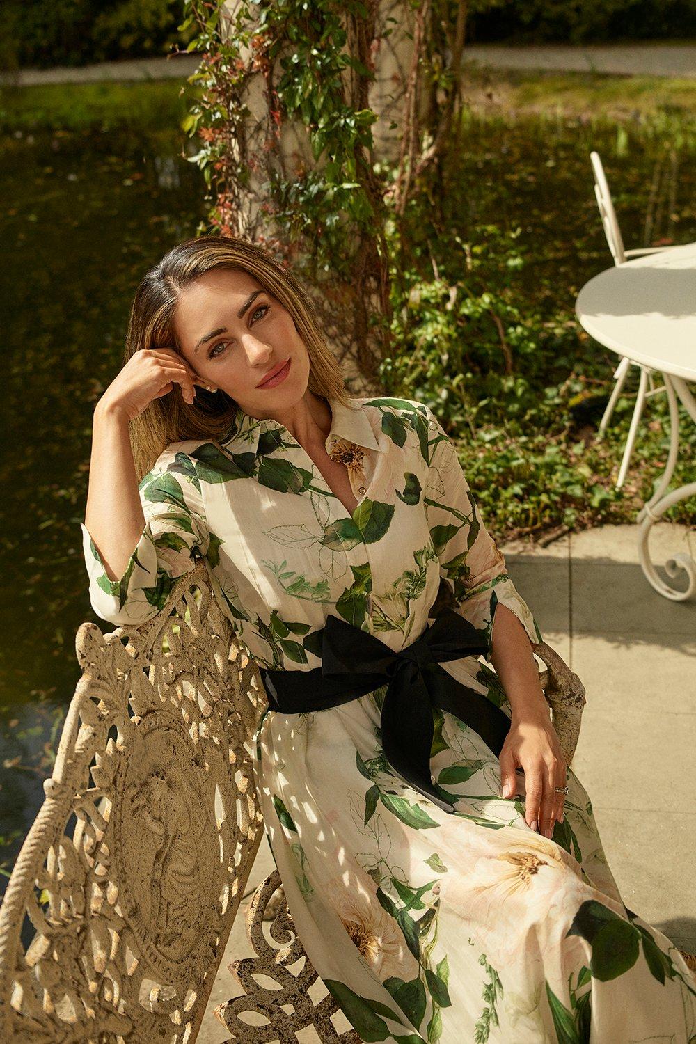 Lydia Millen Spring Floral Silk Cotton Woven Shirt Dress - White