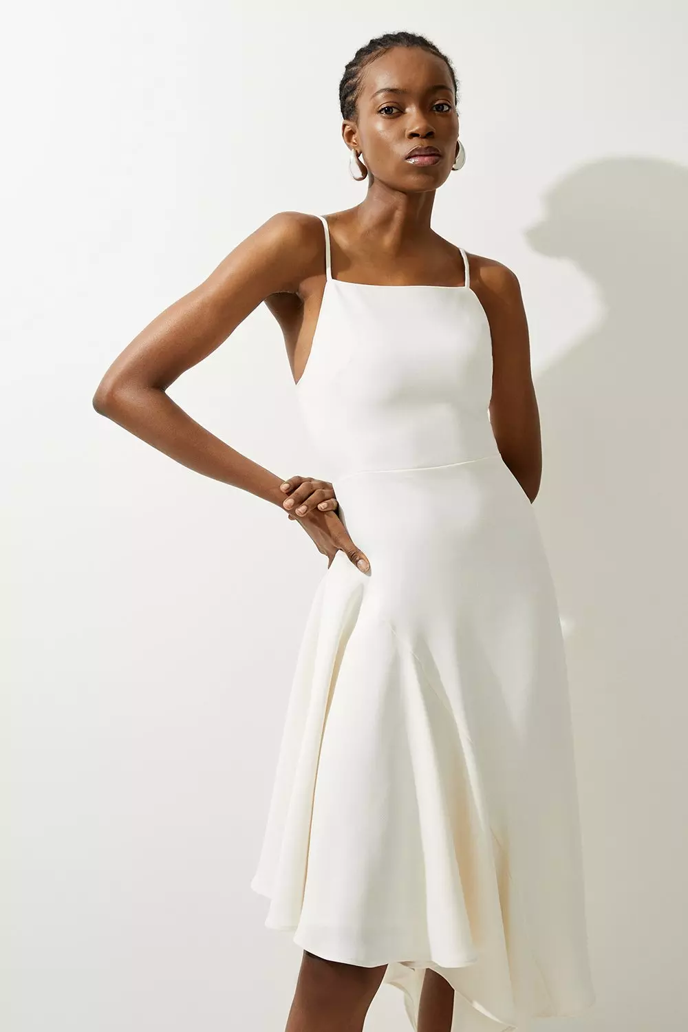 Soft Tailored Draped Asymmetric Skirt Midi Dress Karen Millen