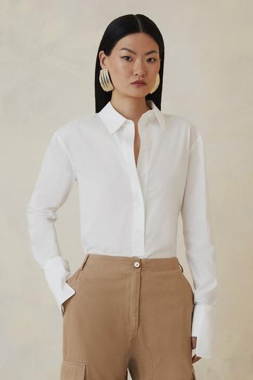 Cotton Eyelet Button Down Sleeveless Shirt | Karen Millen