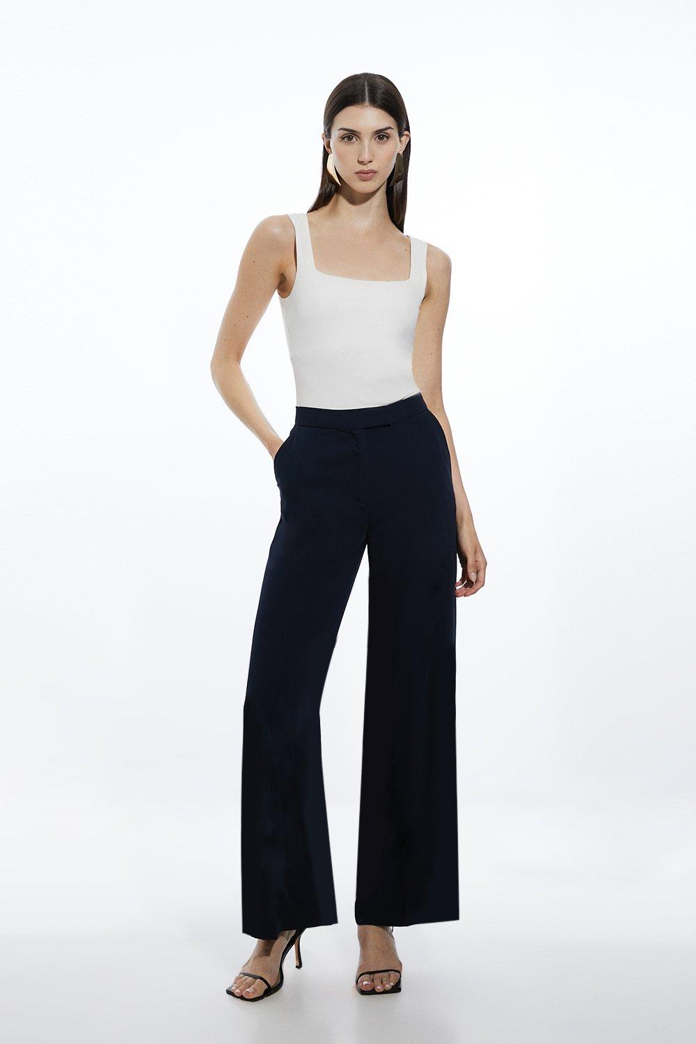 Soft Tailored Straight Leg Tailored Trousers - Navy