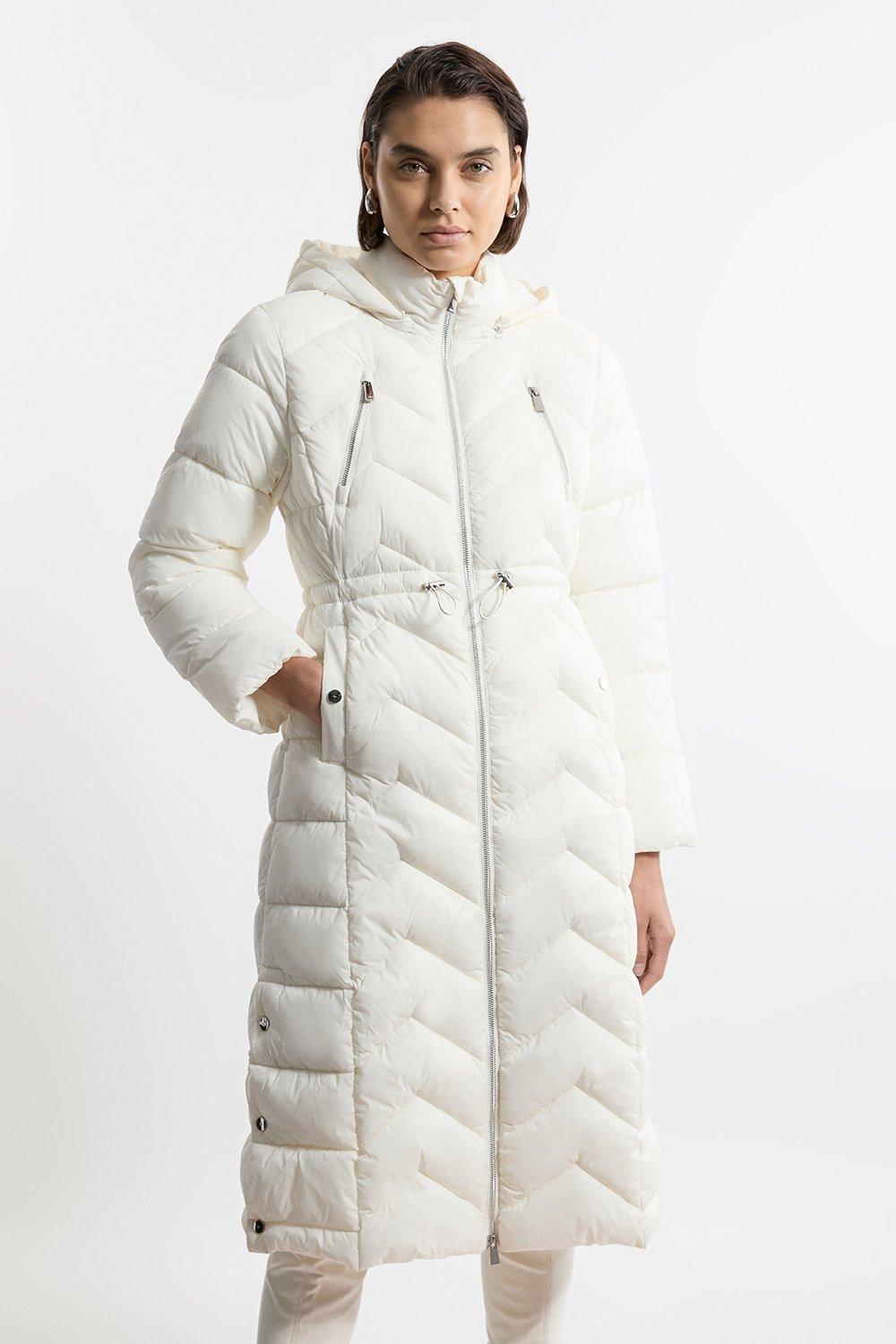 Petite Lightweight Knee Length Packable Coat - Ivory