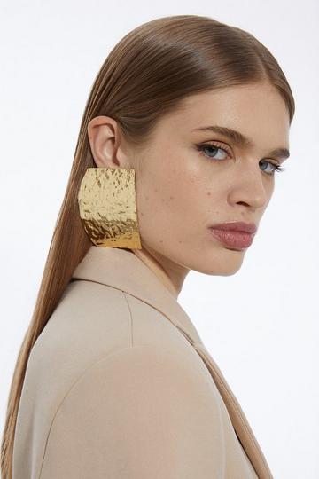 Large Hammered Statement Earring gold