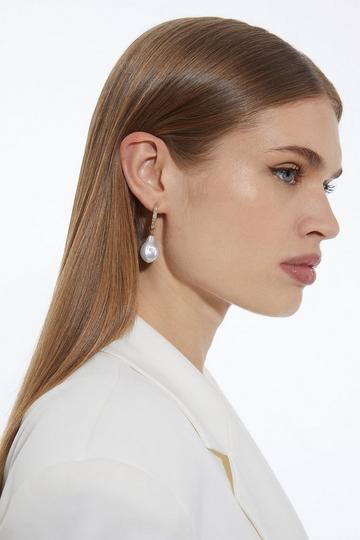 Diamante Statement Pearl Earring gold
