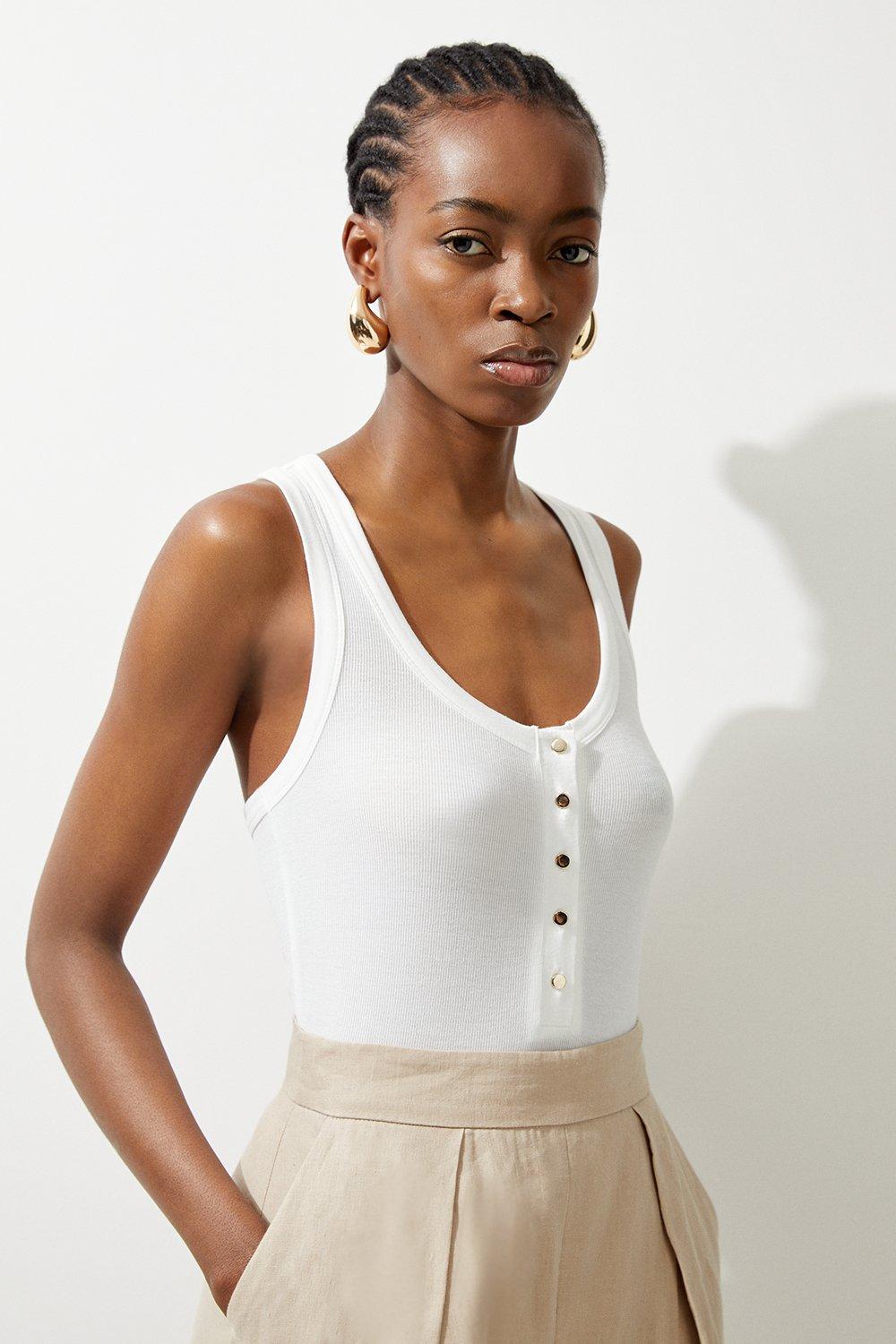 Luxe Viscose Rib Jersey Scoop Neck Bodysuit - Ivory