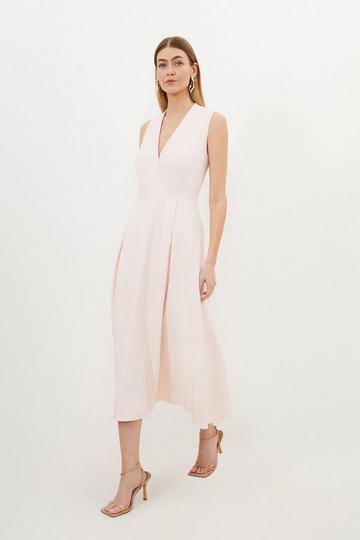 Blush Pink Compact Viscose Tailored Maxi Dress