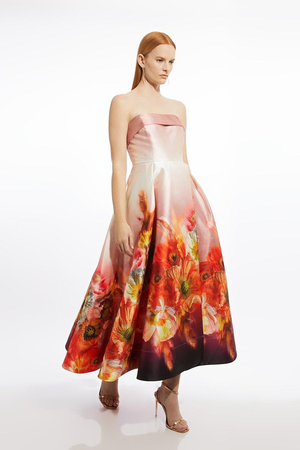 Petite Placed Print Woven Prom Maxi Dress - Floral