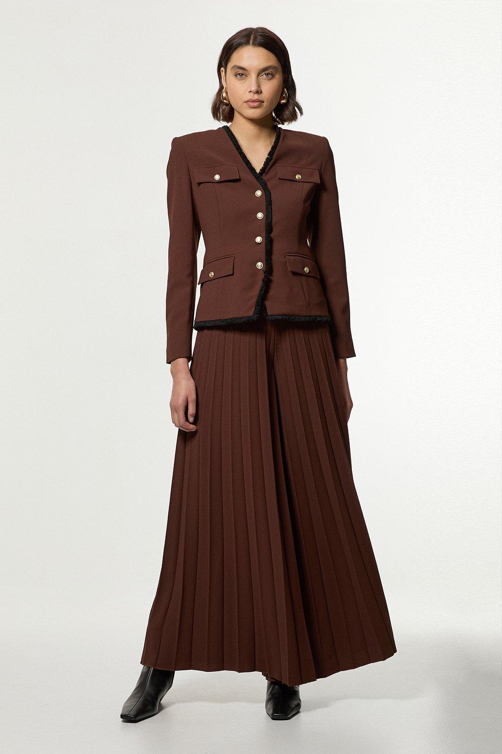 Tailored Crepe Blazer Jumpsuit - Brown