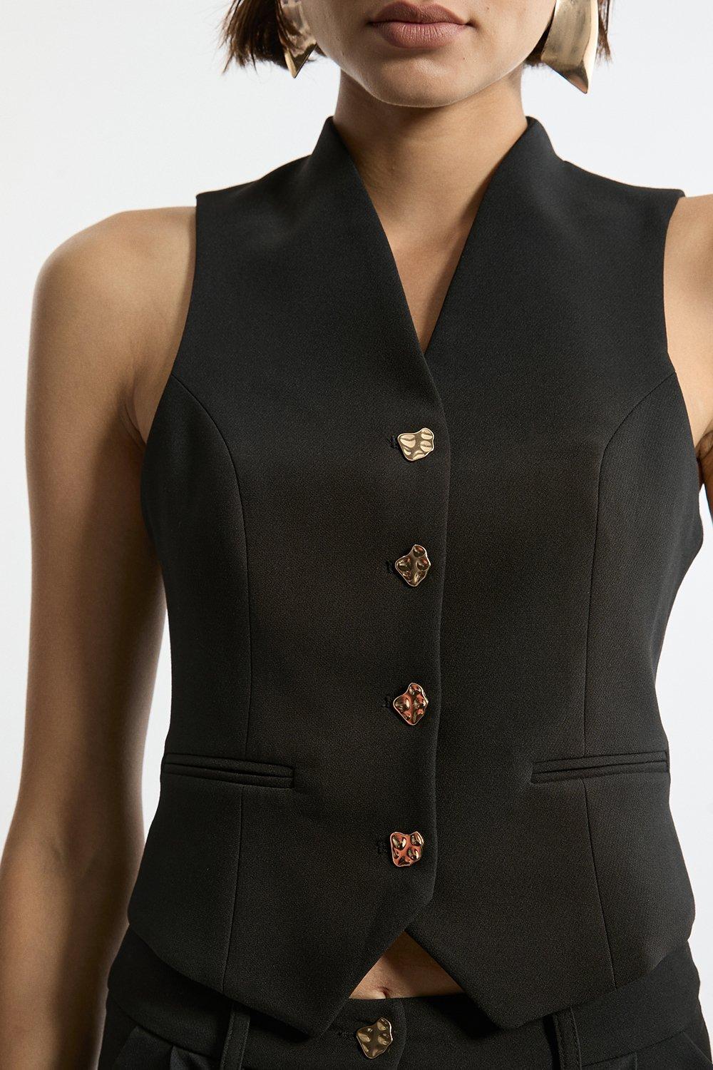 Essential Tailored Button Through Waistcoat - Black