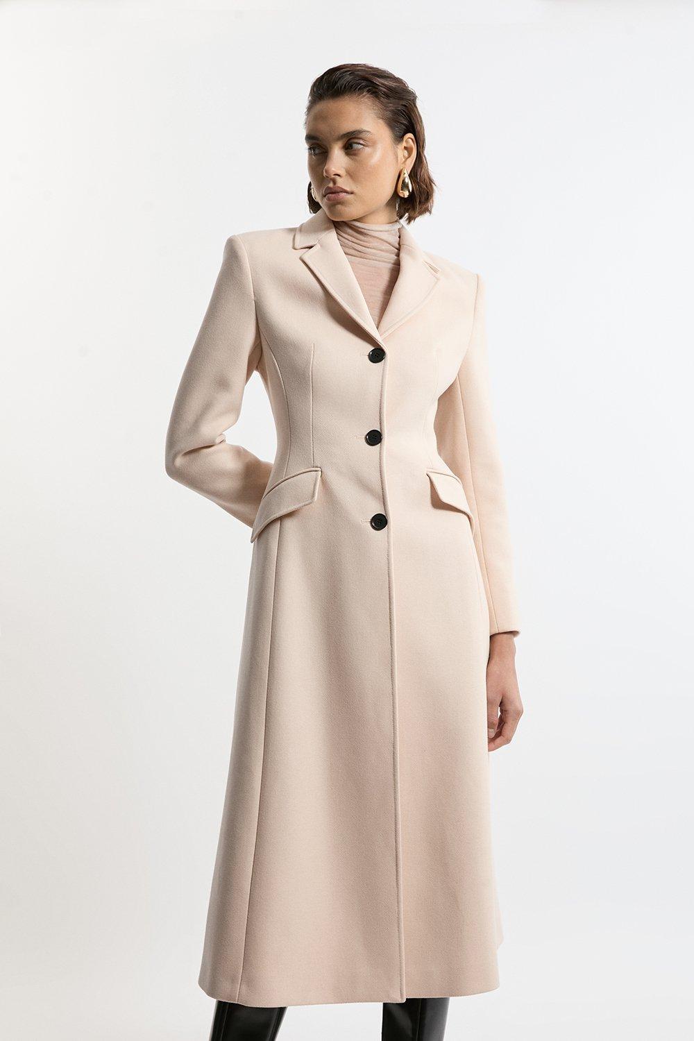 Premium Italian Manteco Wool Full Skirted Tailored Midaxi Coat - Pink