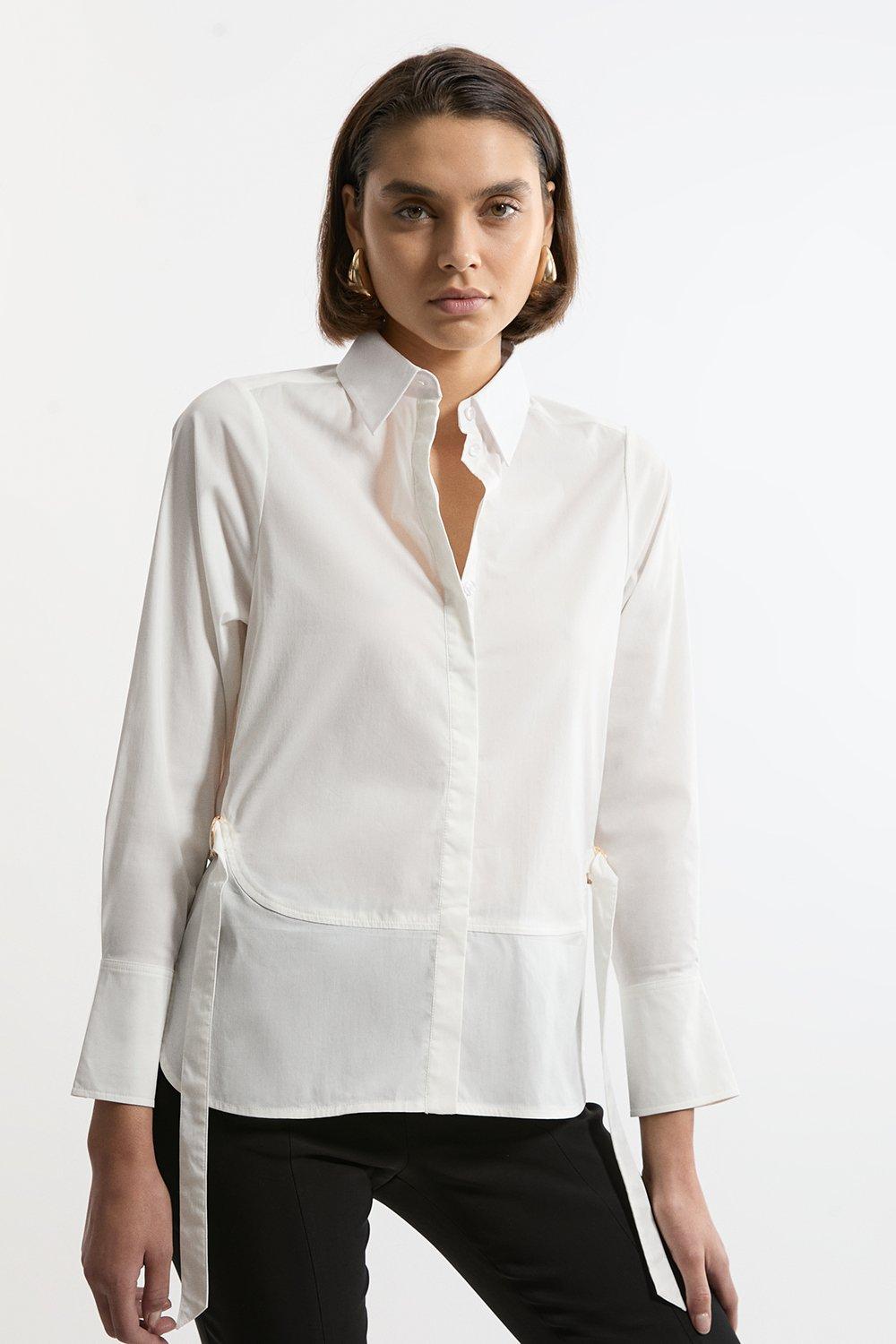 Tailored Buckle Side Shirt - White