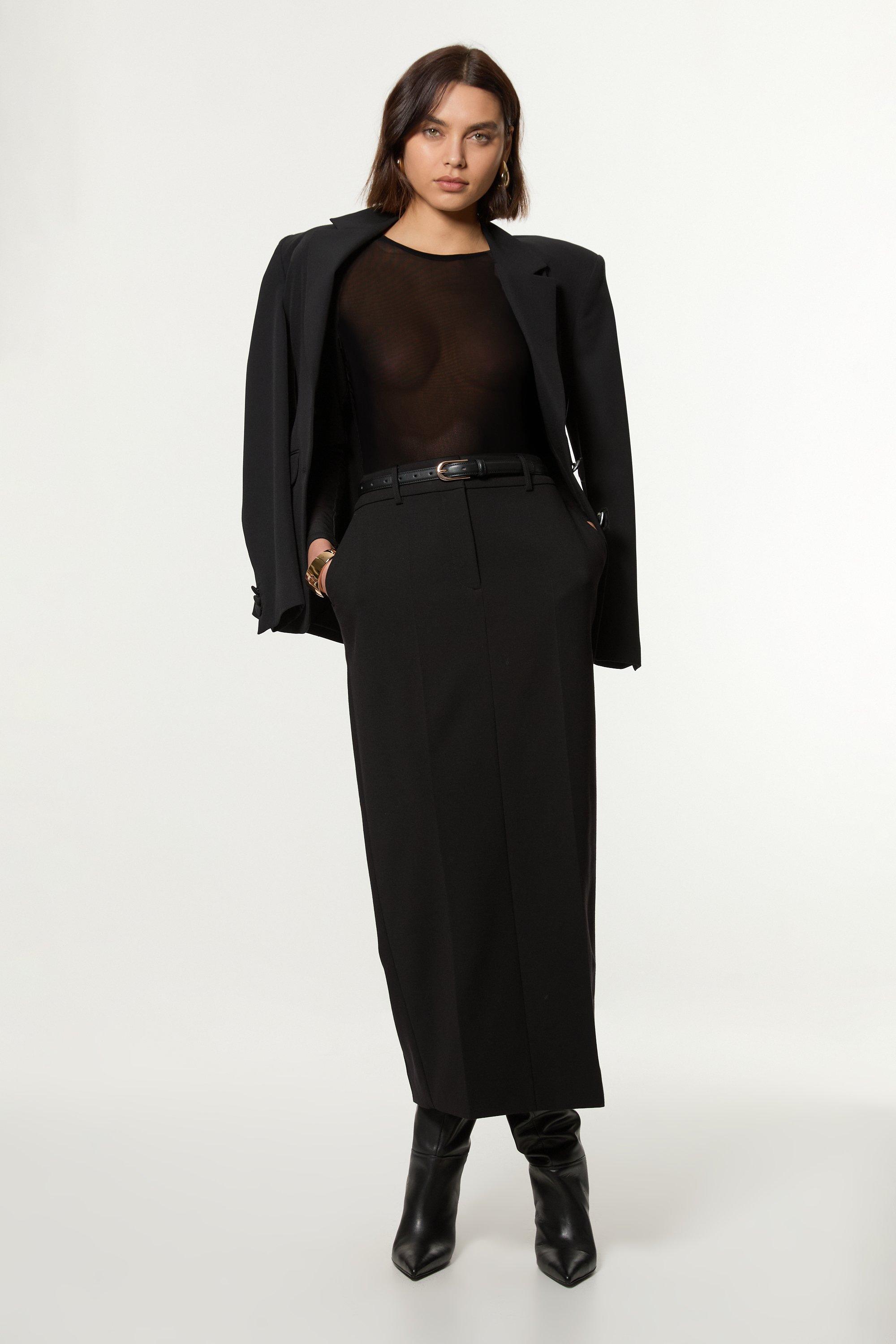 Compact Stretch Essential Tailored Maxi Skirt - Black