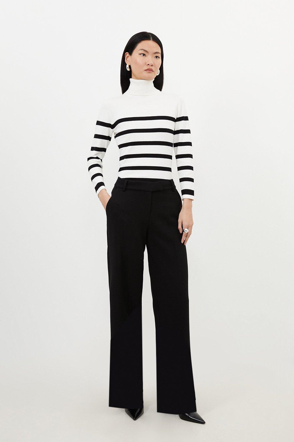 Tall Compact Stretch Essential Tailored Straight Leg Trouser - Black