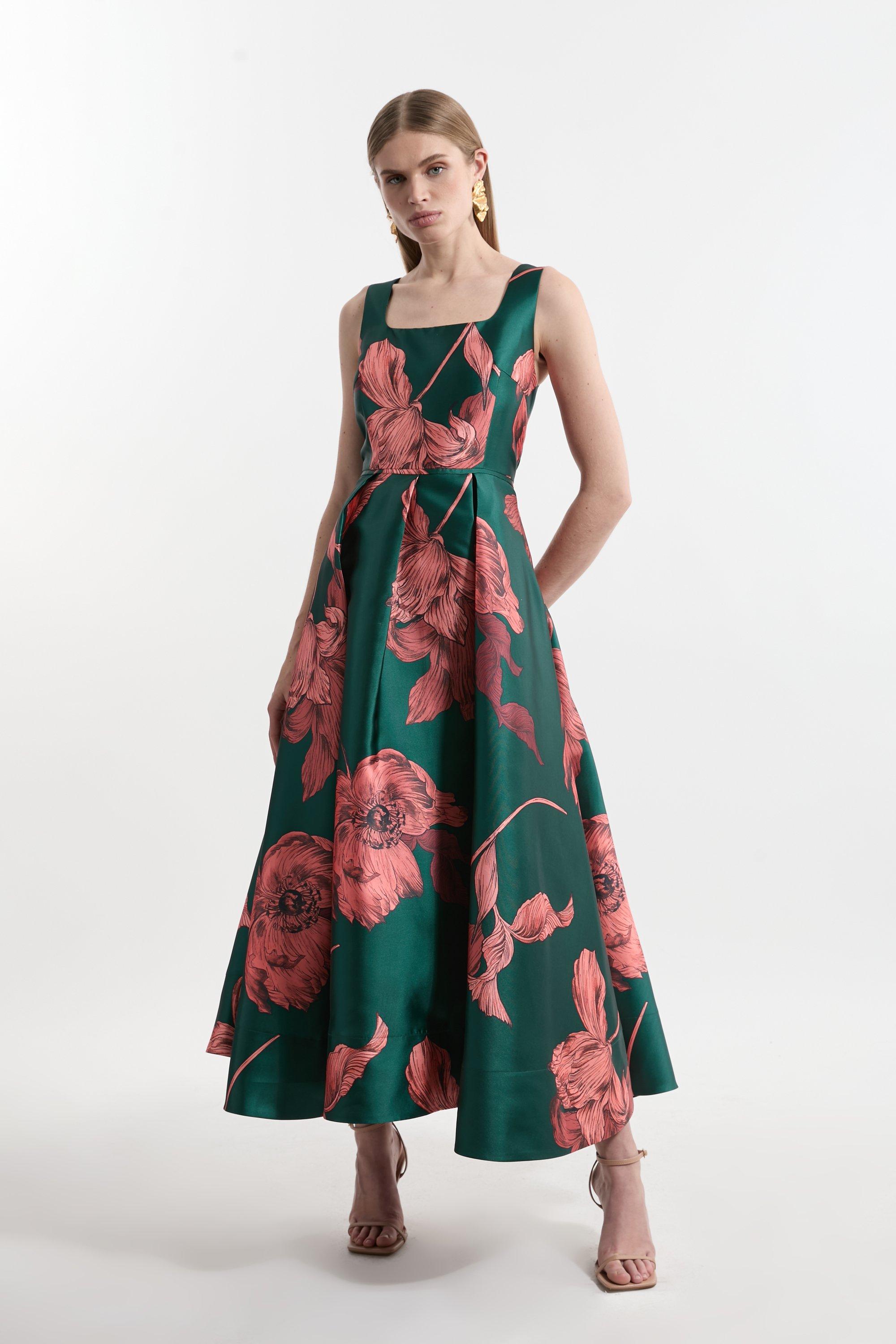 Petite Jacquard Corseted Woven Maxi Dress – Floral