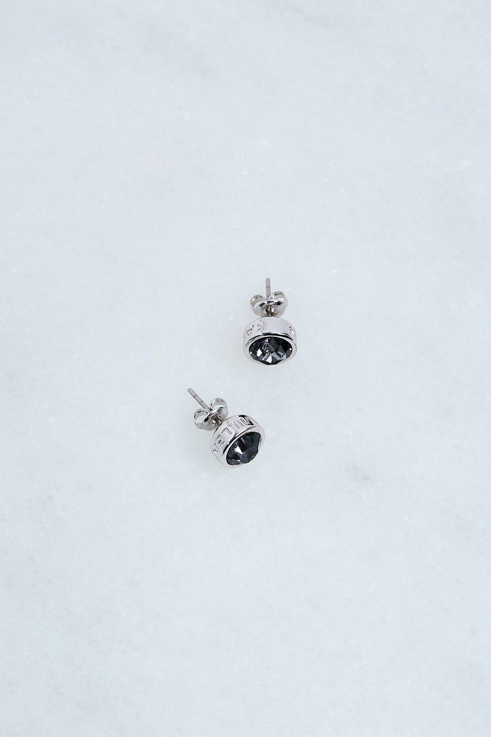 Hand Set European Crystal Solitaire Stud Earrings - Black