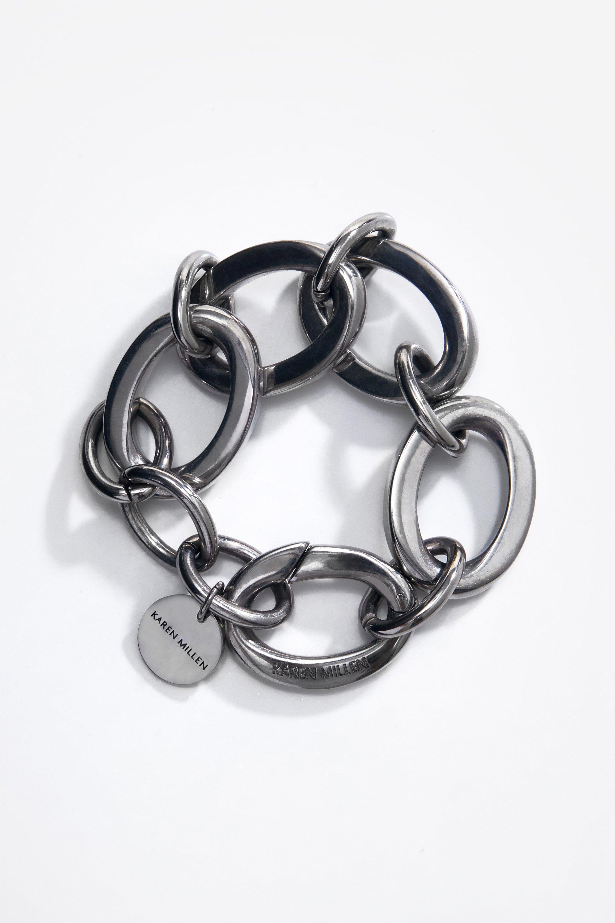 Premium Contoured Chain Link Bracelet - Silver