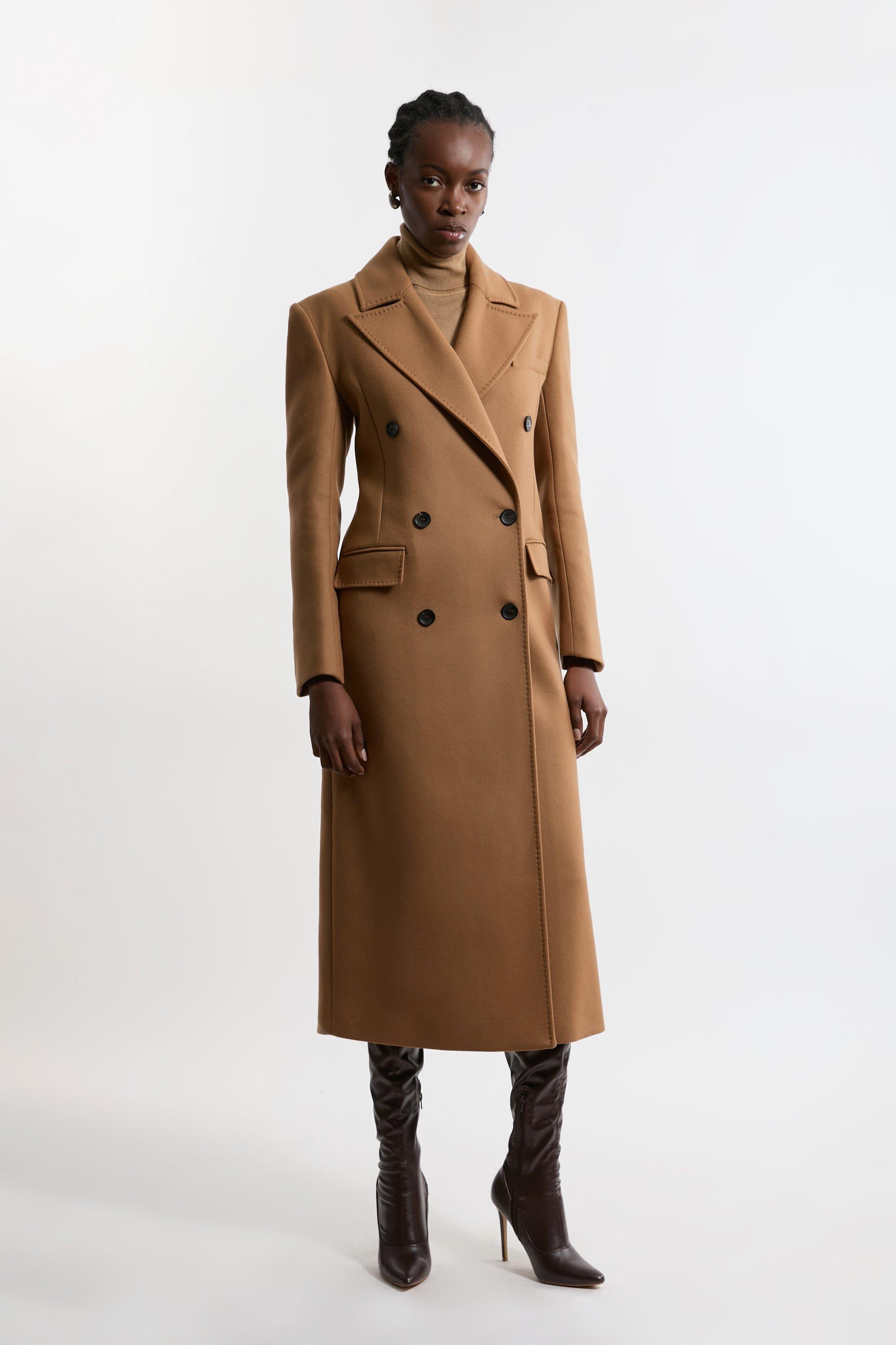 Italian Wool Blend Double Breasted Coat - Camel