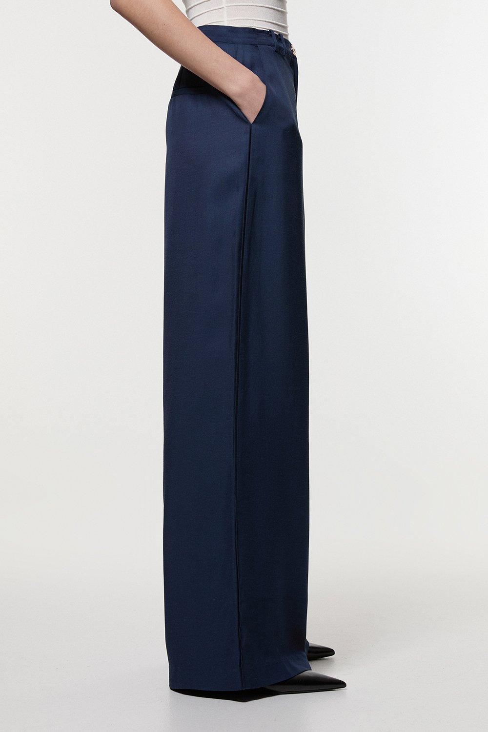 Tall Premium Viscose Linen Woven Straight Leg Trouser – Navy