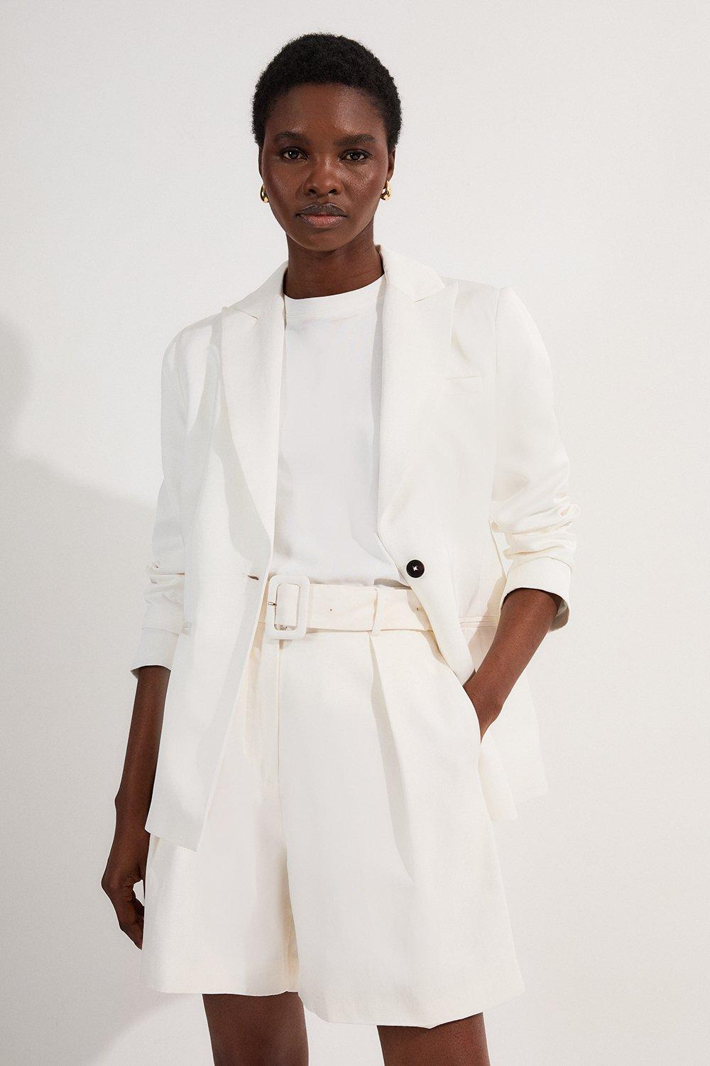 Viscose Linen Tailored Walking Short - Ivory