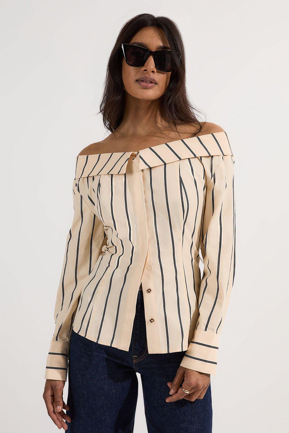 Cotton Drop Shoulder Blouse – Stripe