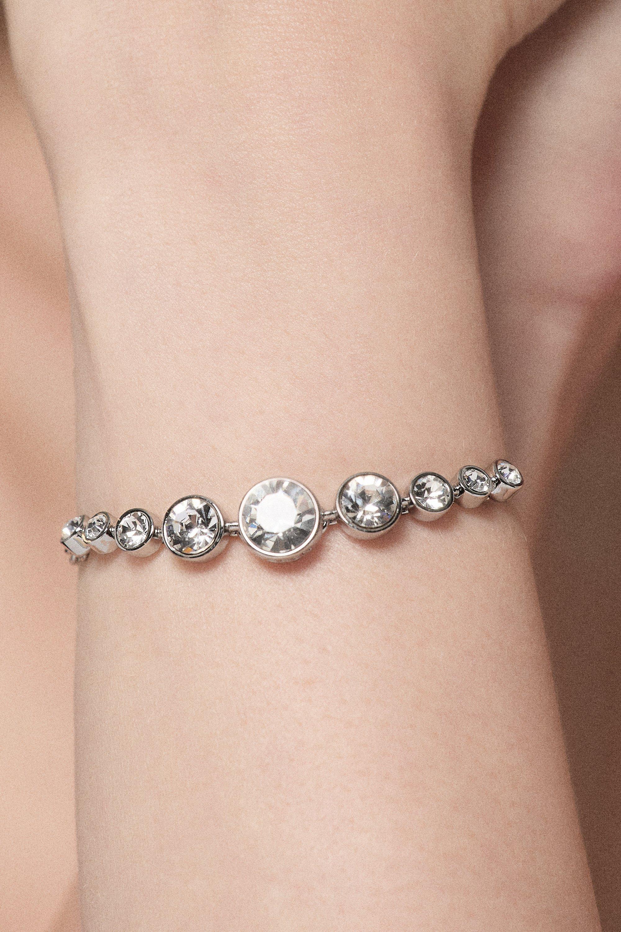 Silver Tone Crystal Flow Bracelet - Silver