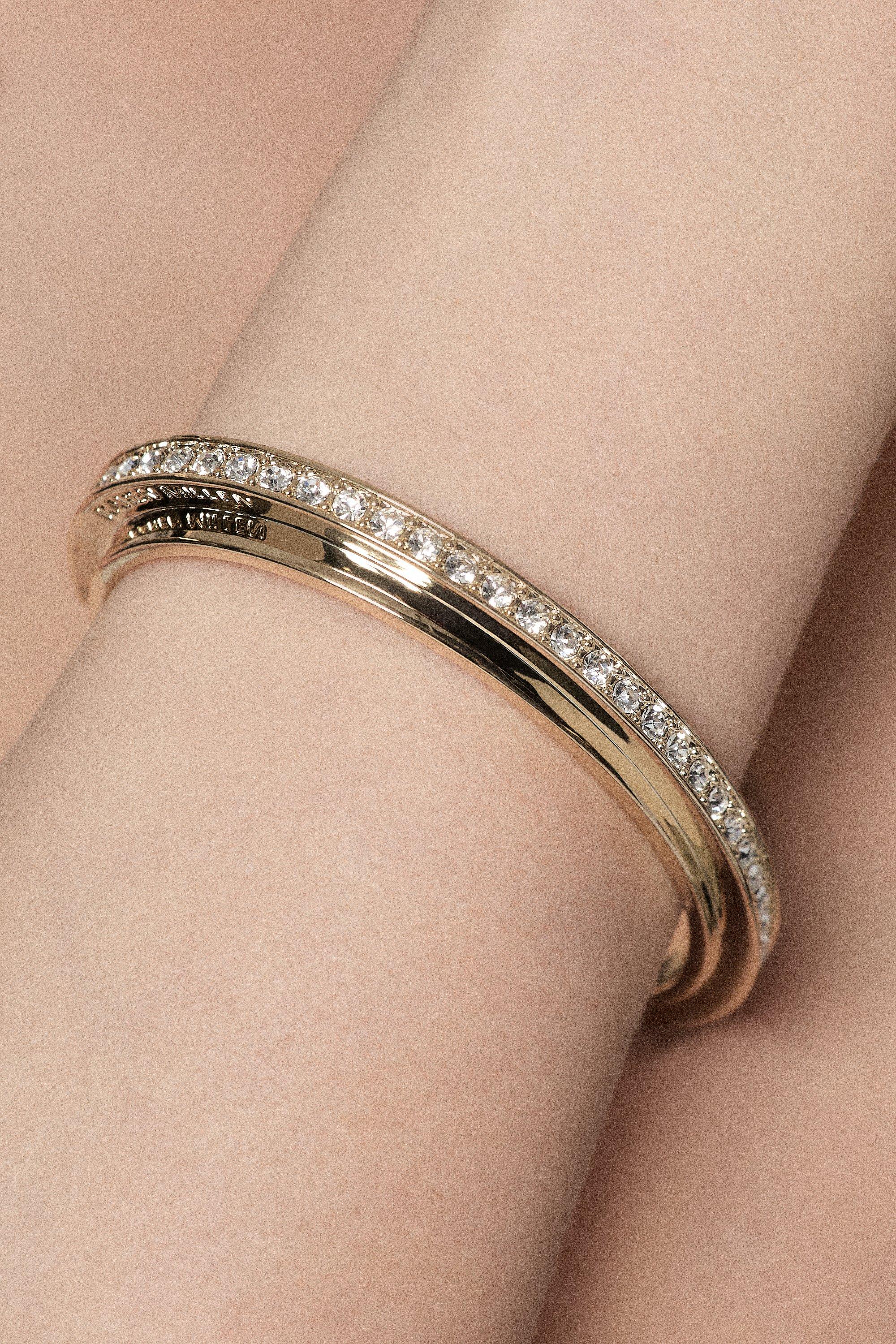 14kt Plated Crystal Diagonal Cuff - Gold