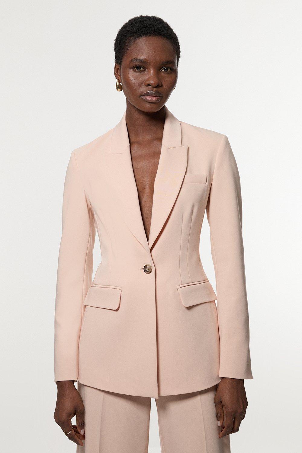 Polished Viscose Tailored Single Breasted Blazer - Pink