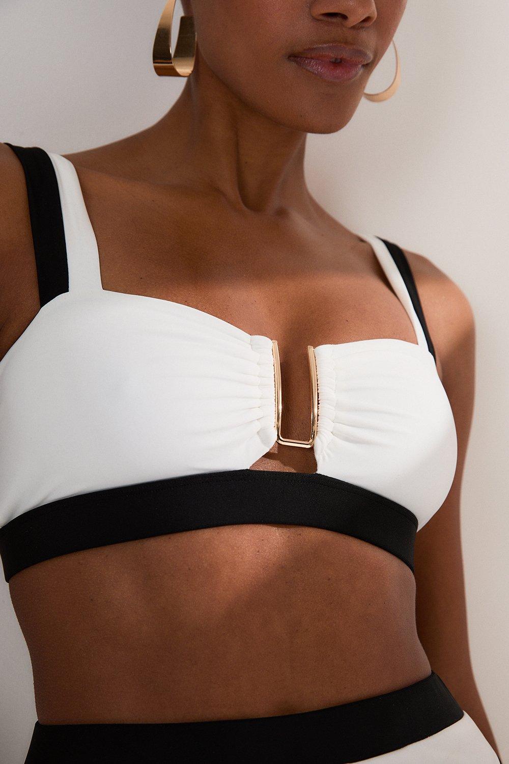 Contrast Trim Bikini Top - Mono