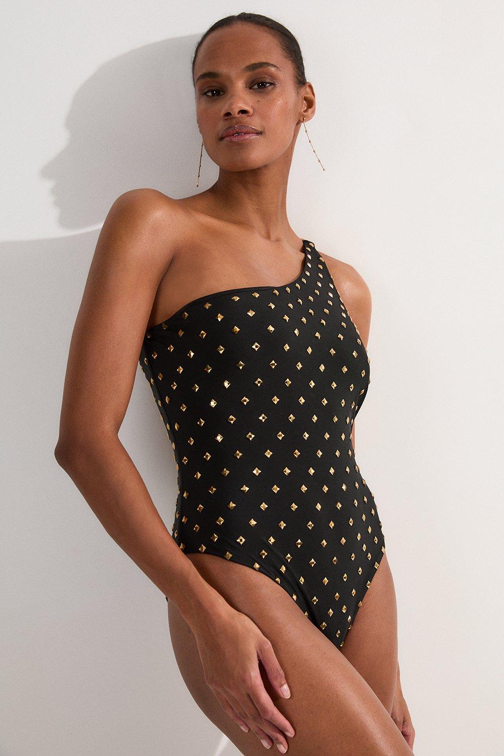 Gold Stud Swimsuit - Black