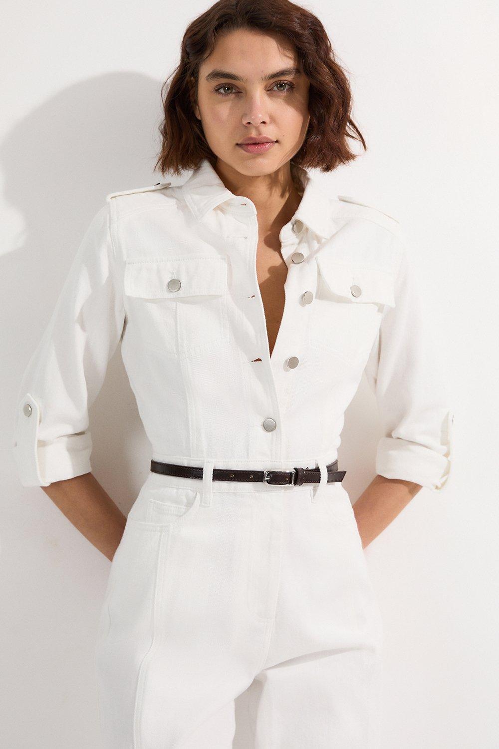 Denim Boiler Jumpsuit - Ivory