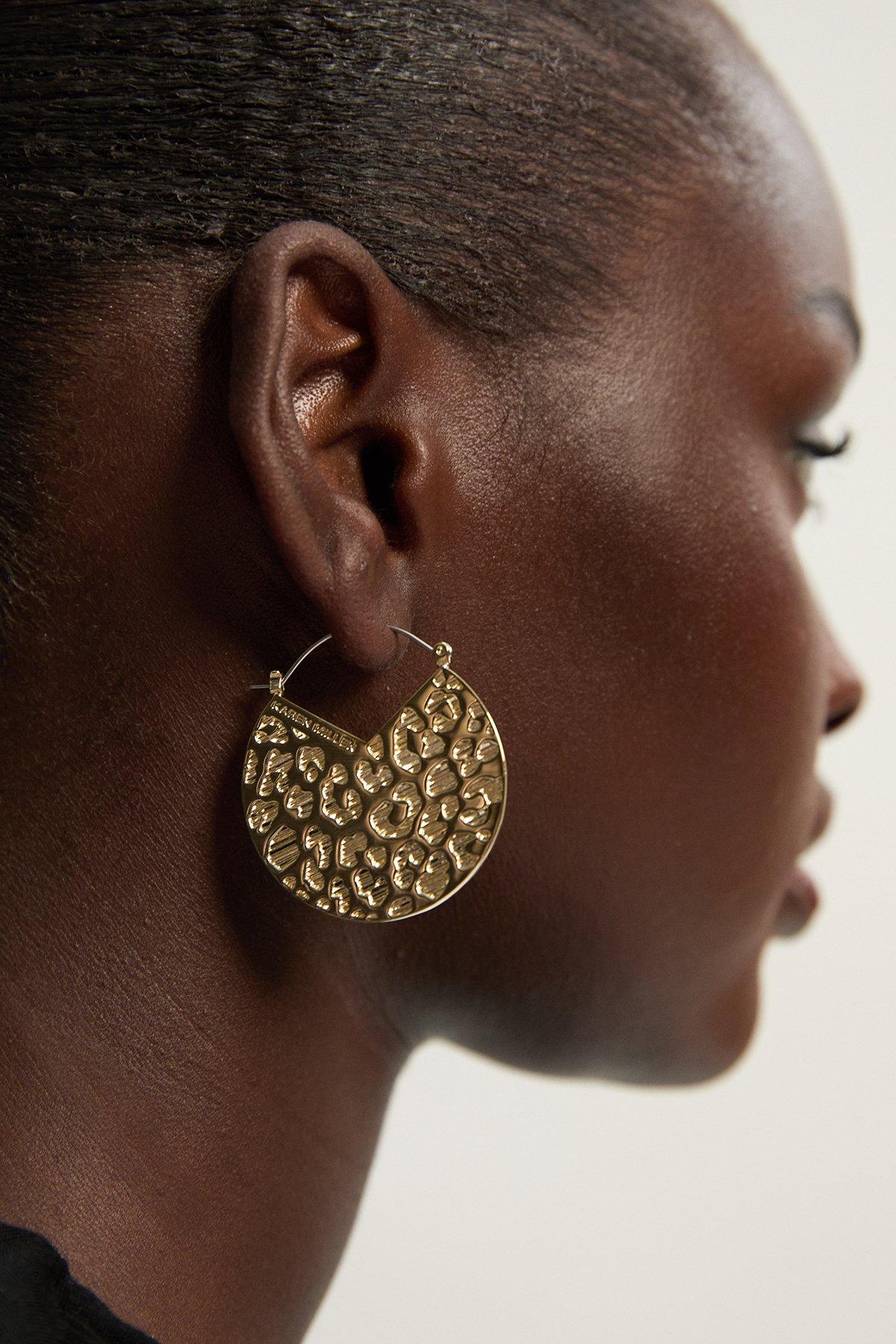 14kt Plated Leopard Spot Earrings - Gold