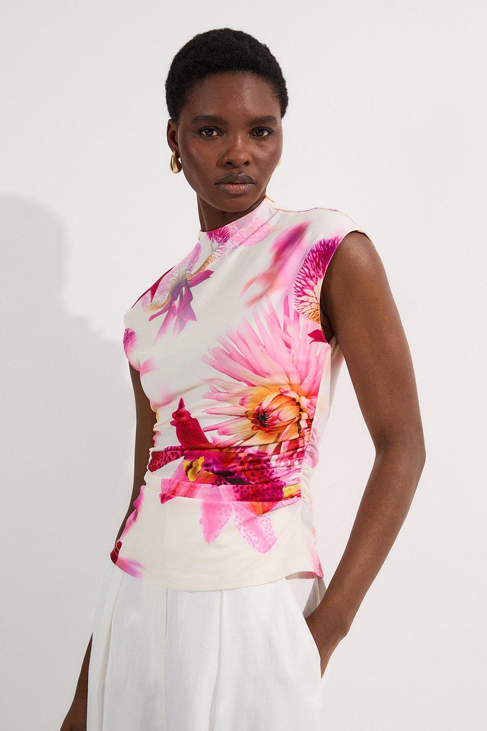 Floral Print Jersey Sleeveless Top