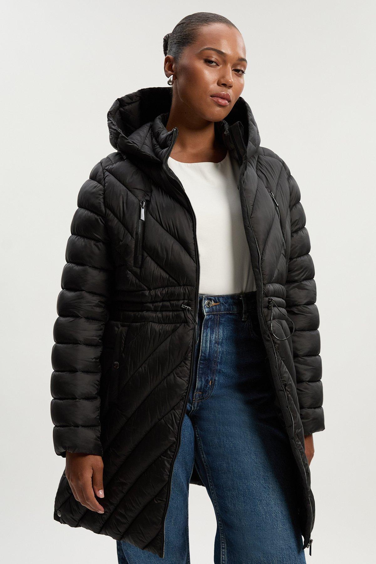 Plus Size Lightweight Packable Coat - Black