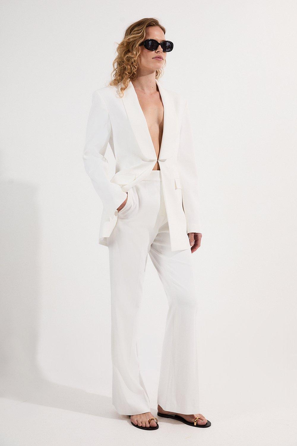 Polished Tailored Kick Flare Trouser – Ivory
