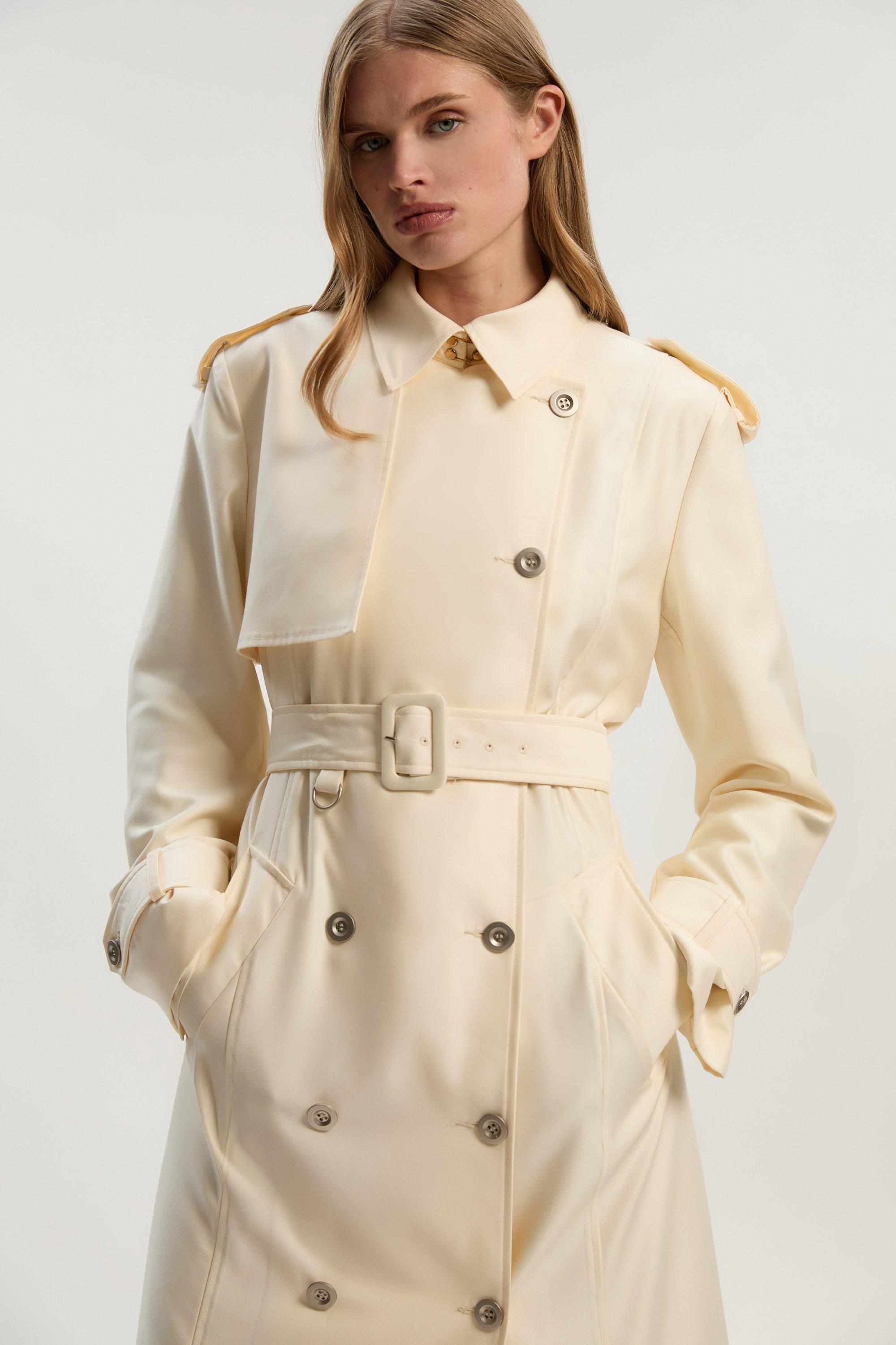 Petite Soft Signature Trench Coat - Ivory