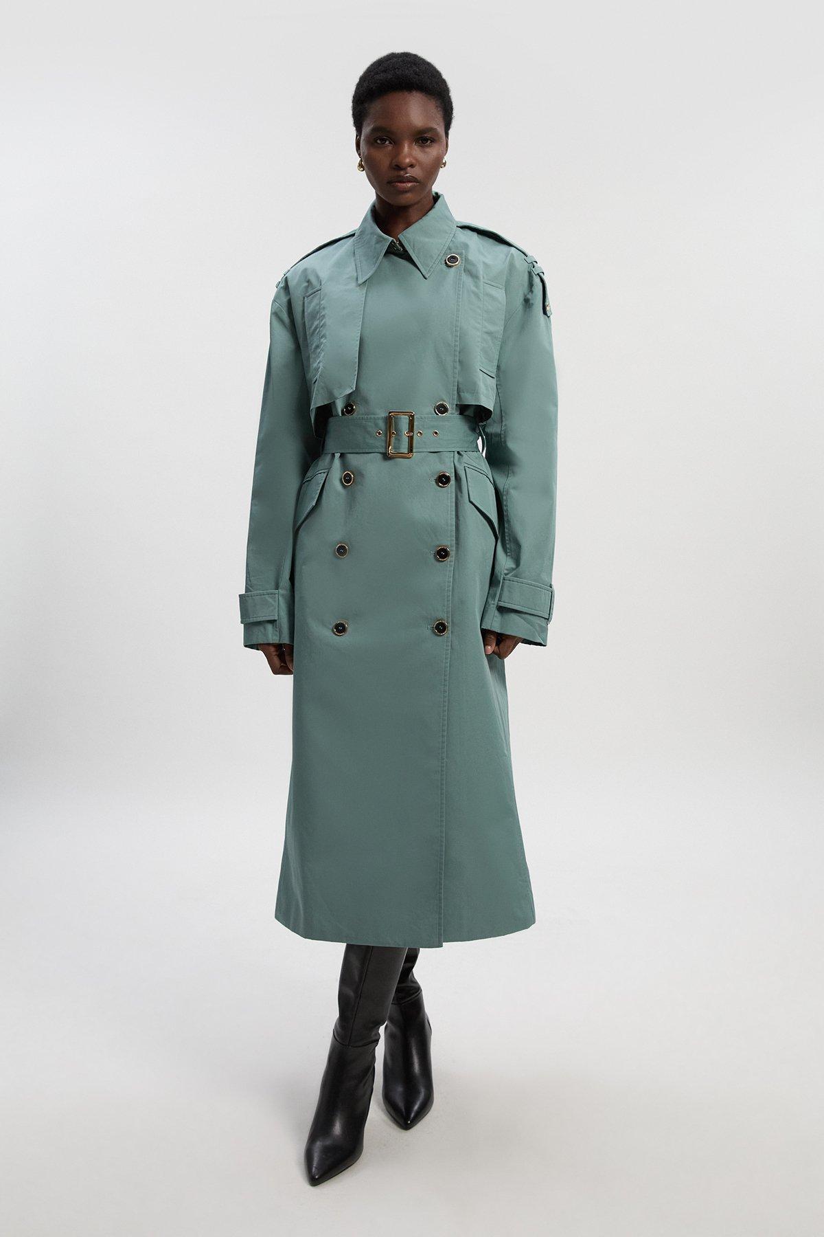 Relaxed Polished Trench Coat - Turquoise