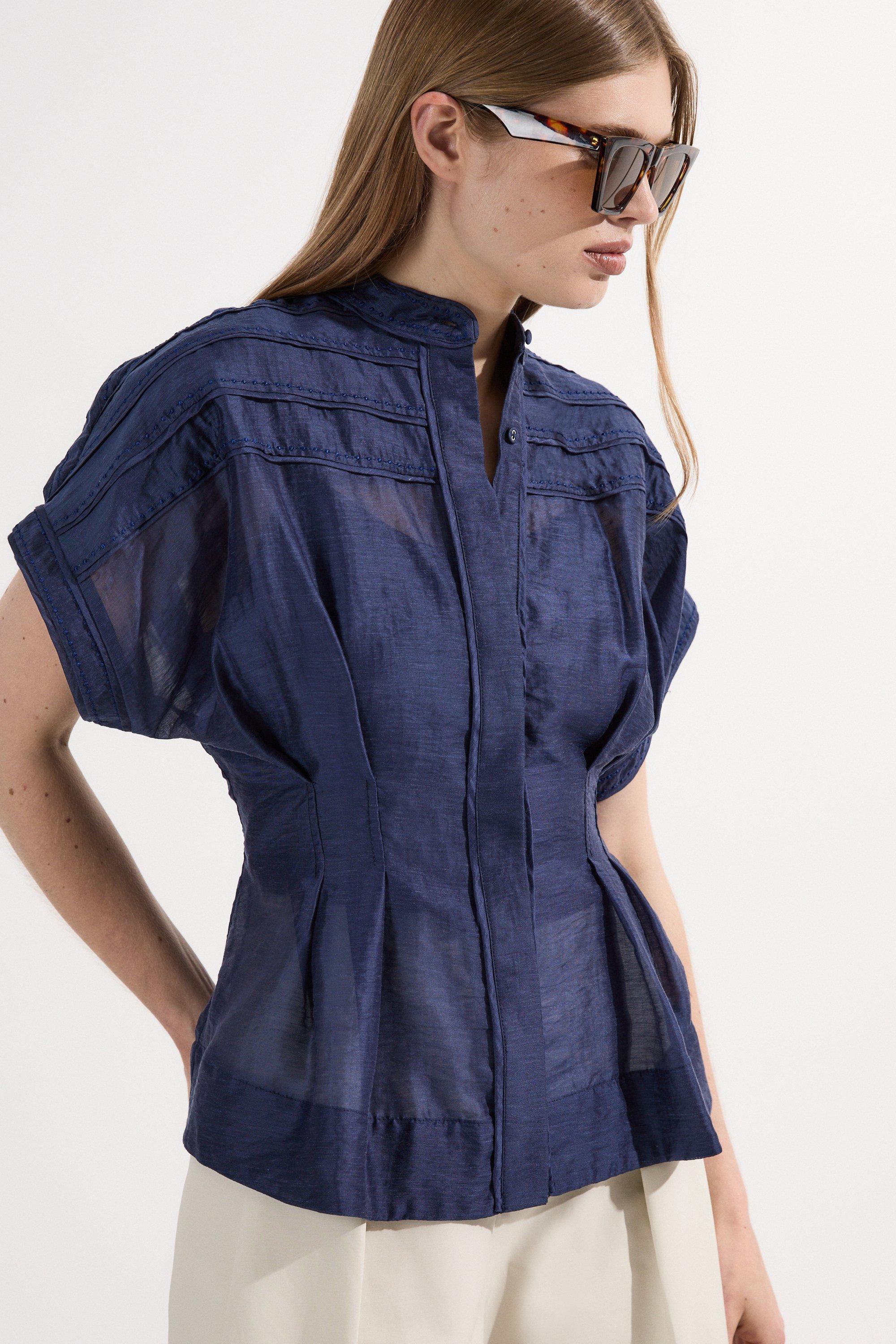 Archive Collection – Layered Detail Button Woven Shirt – Navy