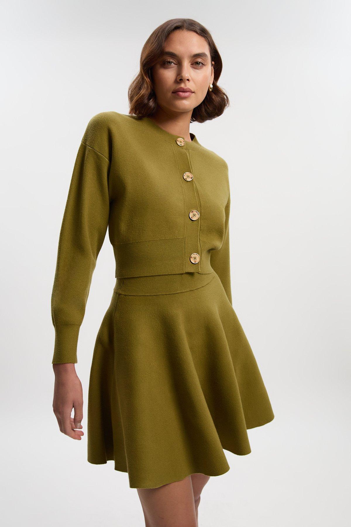 Compact Yarn Full Knitted Skirt - Green