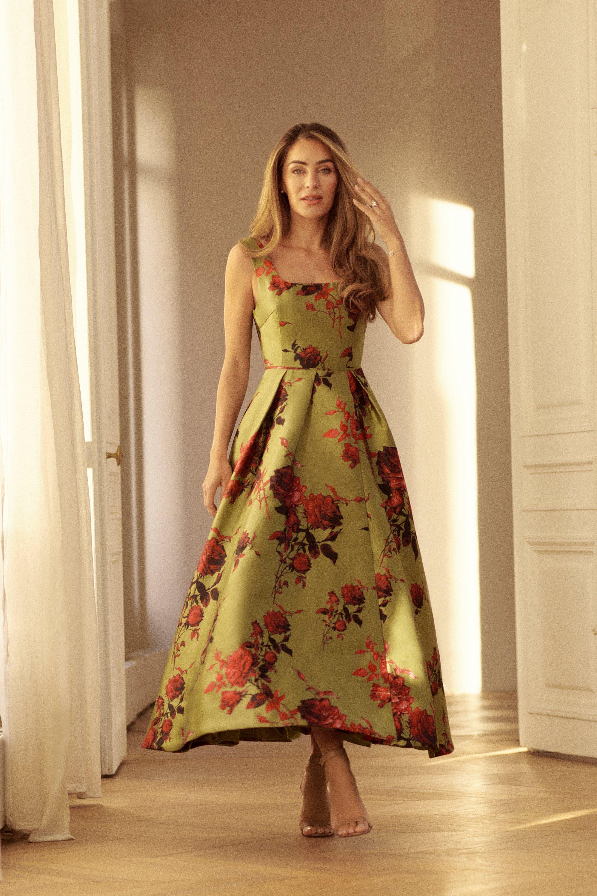 Lydia Millen Floral Jacquard Corseted Woven Maxi Dress - Green