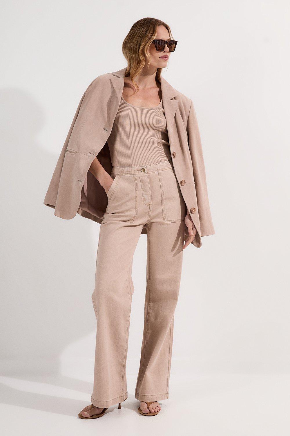 Coloured Denim Straight Leg Jean - Brown