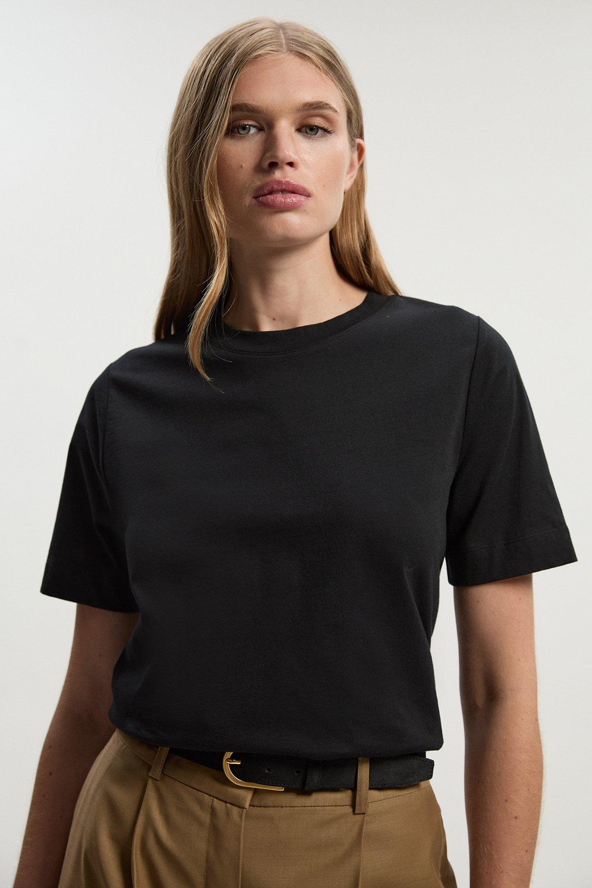 Lightweight Relaxed Fit Cotton T-Shirt - Black