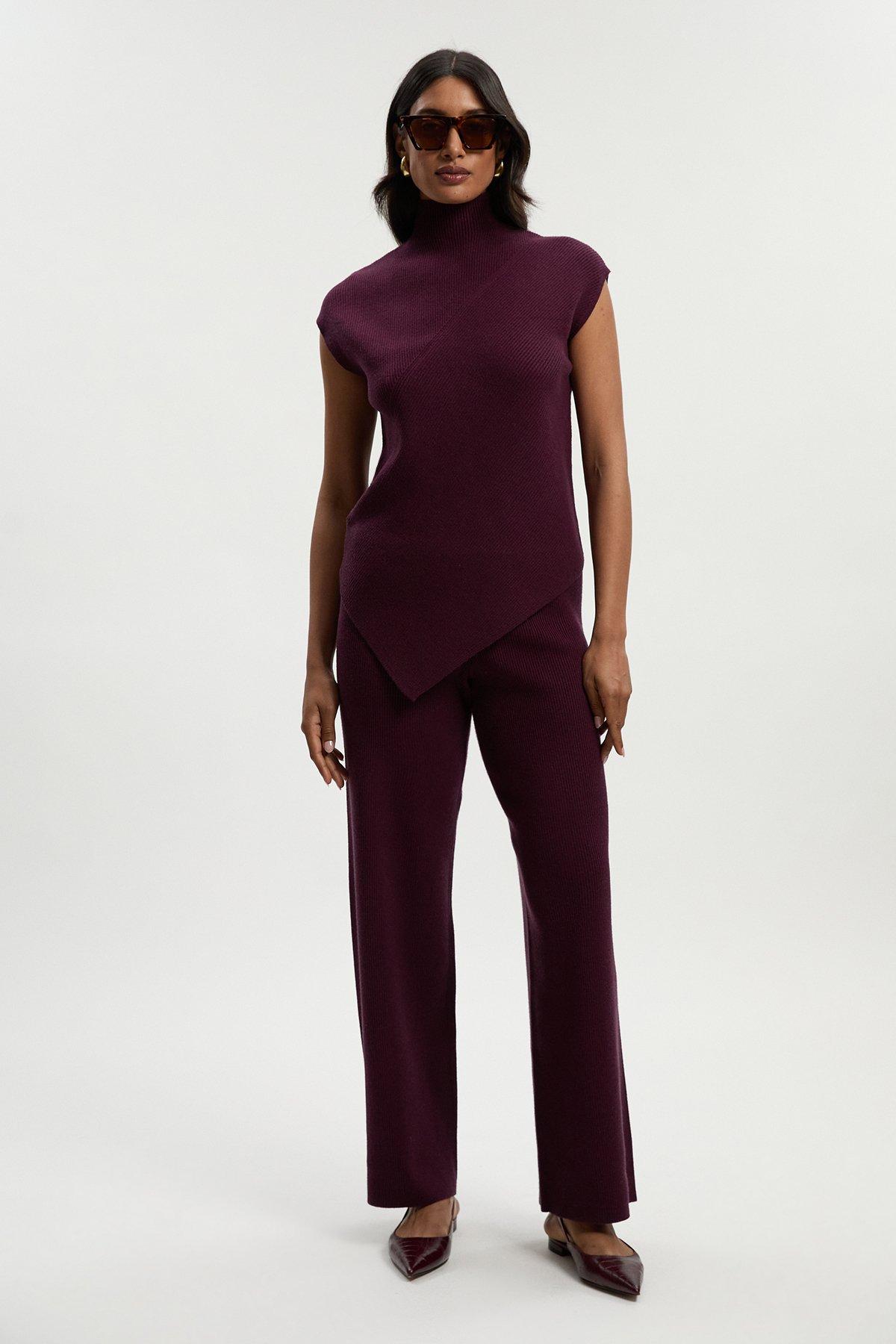 Relaxed Rib Knitted Trouser - Red