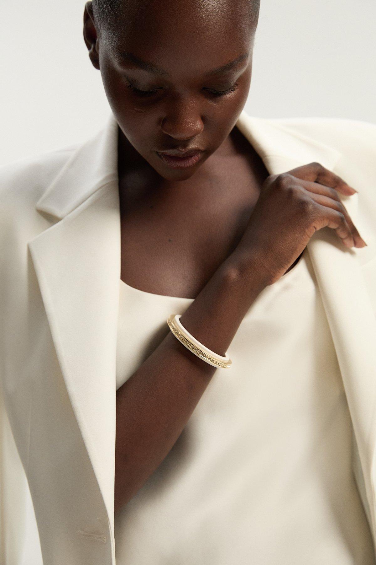 Resin Crystal Cuff - Gold
