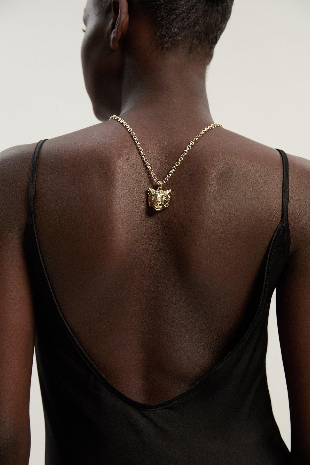 Leopard Pendant Necklace - Gold